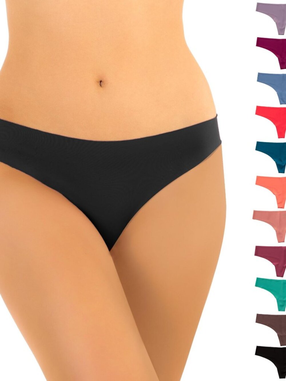 Alyce Ives Intimates Seamless Womens Thongs, No Show Laser Cut Thong- 12 Pack